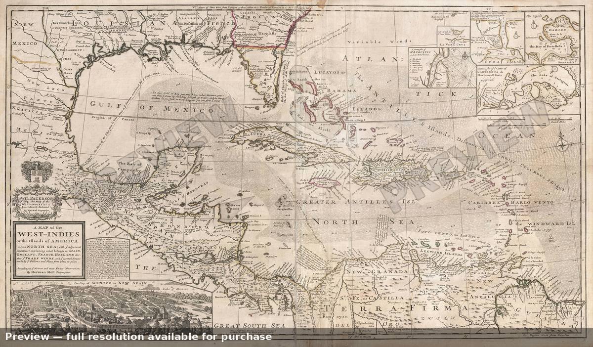 Antique map: West Indies, 1720, 1720
