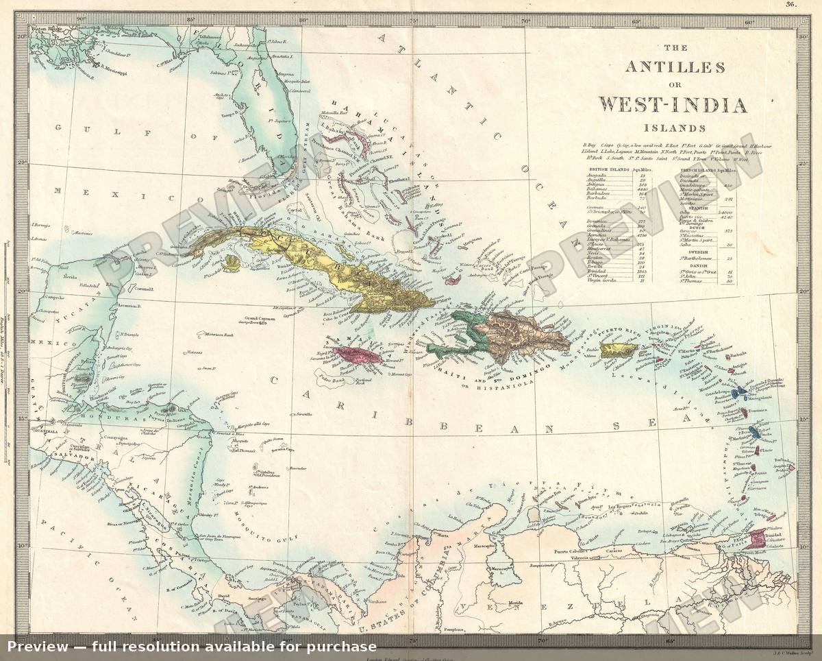 Antique map: West Indies, 1873, 1873