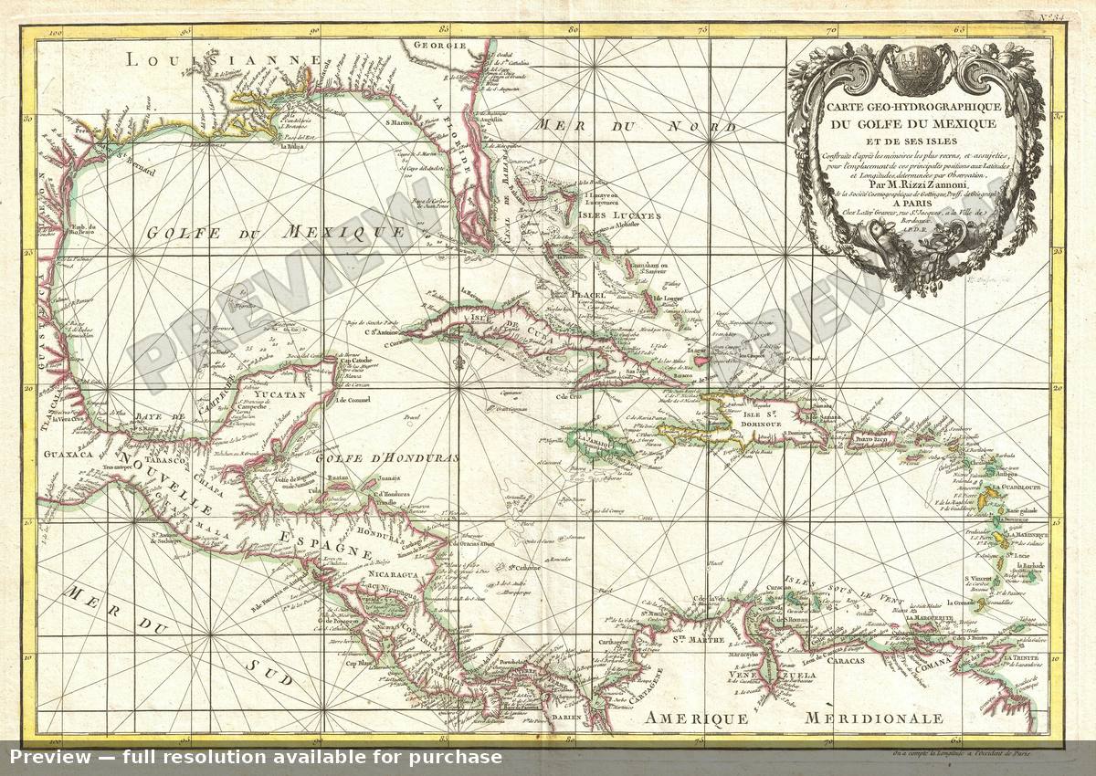 Antique map: West Indies, 1762, 1762
