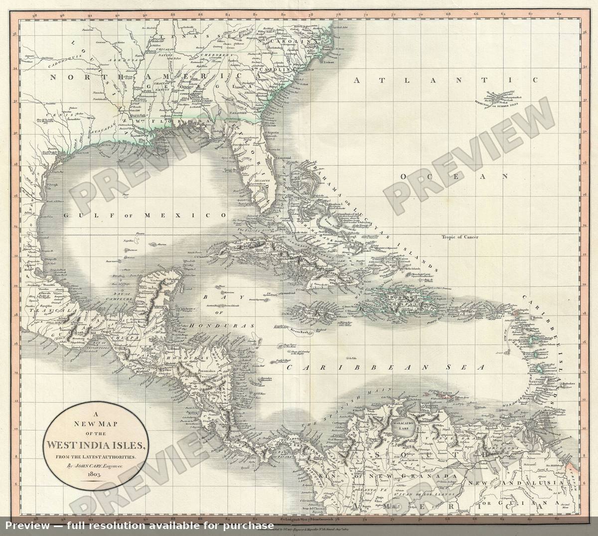 Antique map: West Indies 2, 1803, 1803