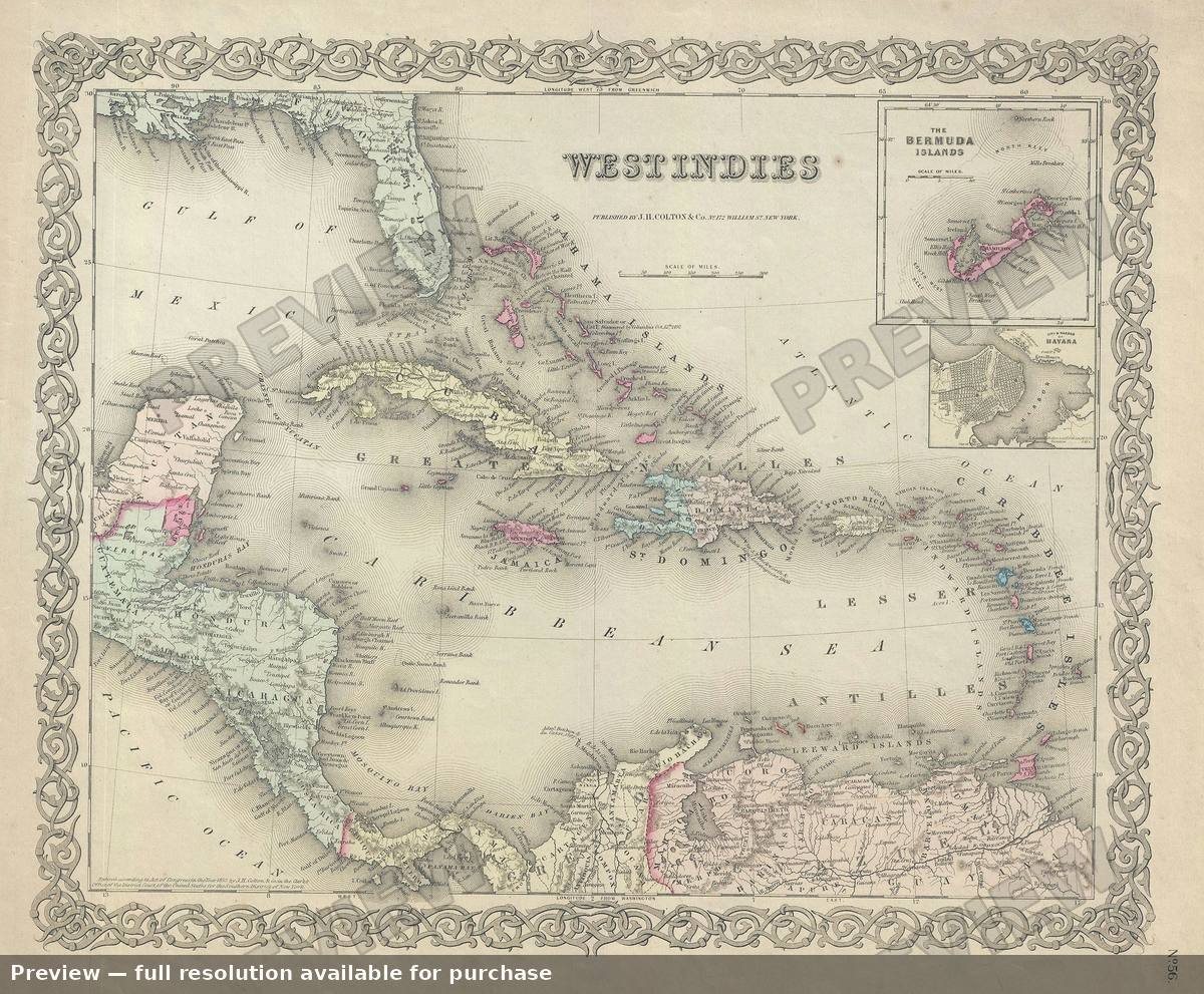 Antique map: West Indies 2, 1856, 1856