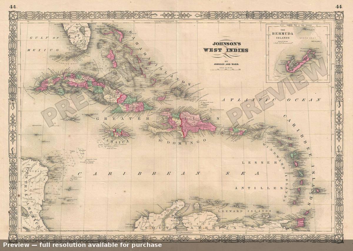 Antique map: West Indies 2, 1864, 1864