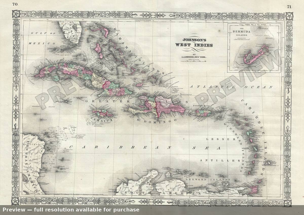 Antique map: West Indies 2, 1866, 1866