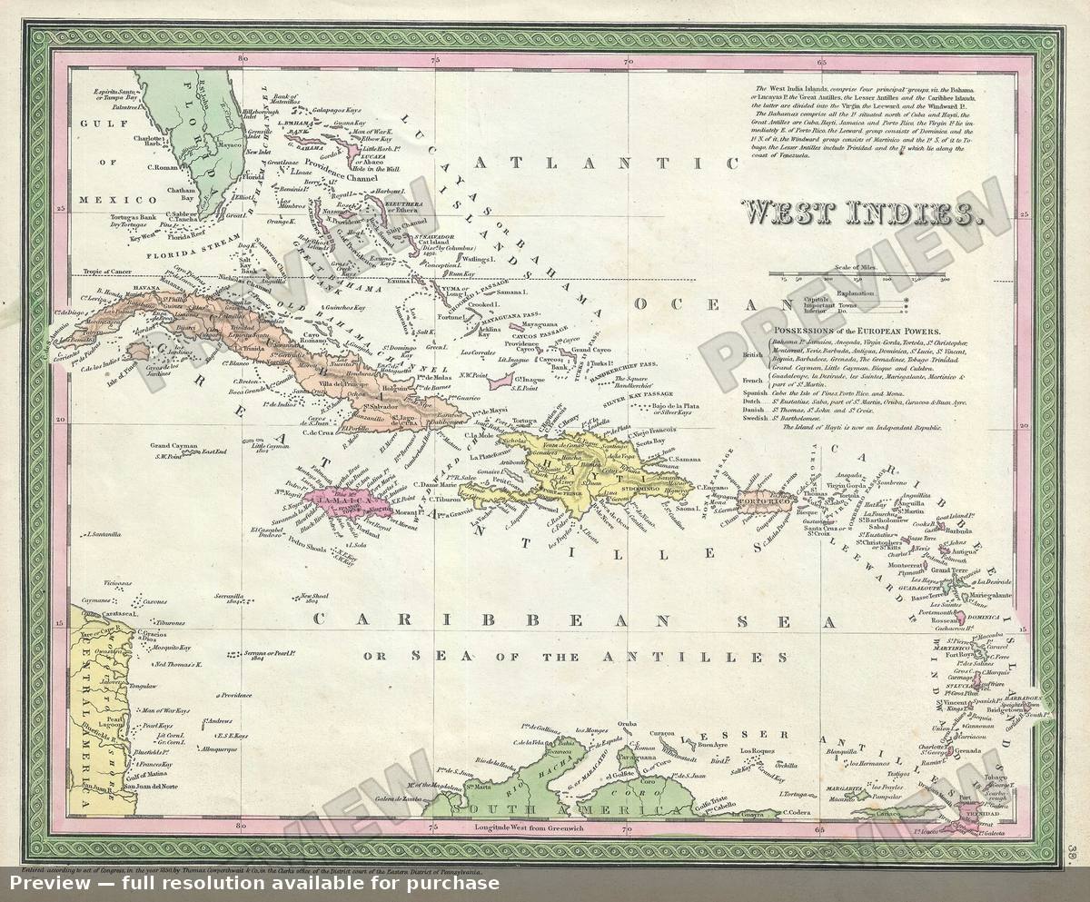 Antique map: West Indies 2, 1854, 1854