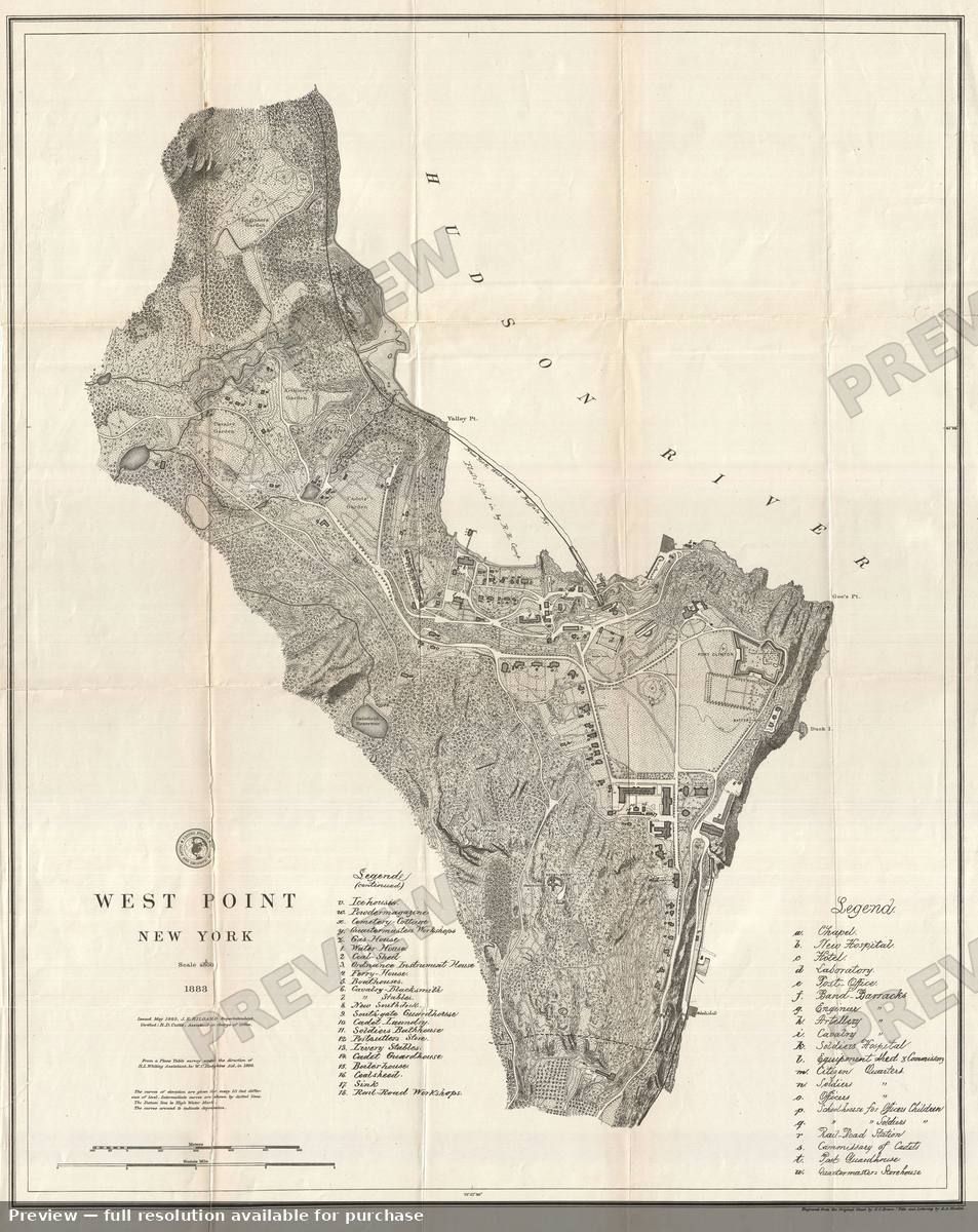 Antique map: West Point, 1883, 1883