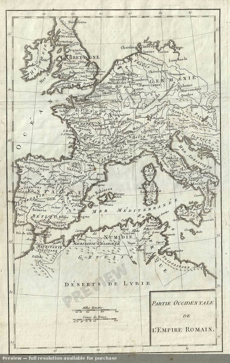 Antique map: West Roman, 1770, 1770