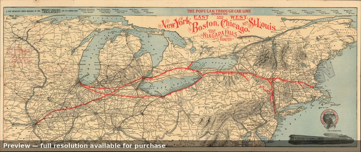 Antique map: West Shore Railroad, 1897, 1897