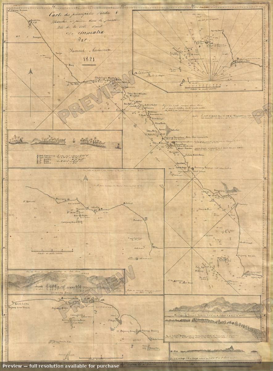 Antique map: West Sumatra Pepper Ports, 1821, 1821
