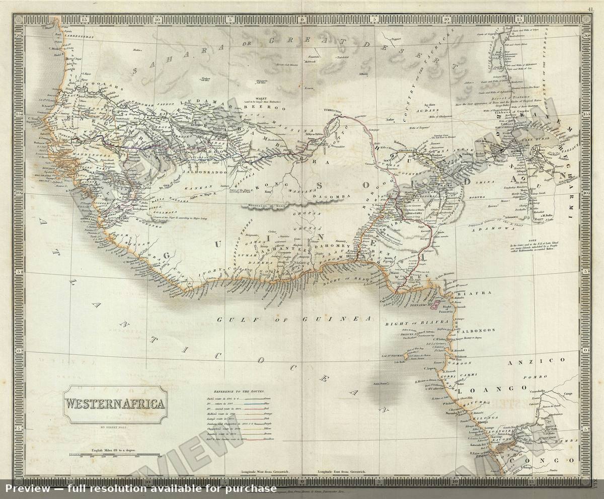 Antique map: Western Africa, 1835