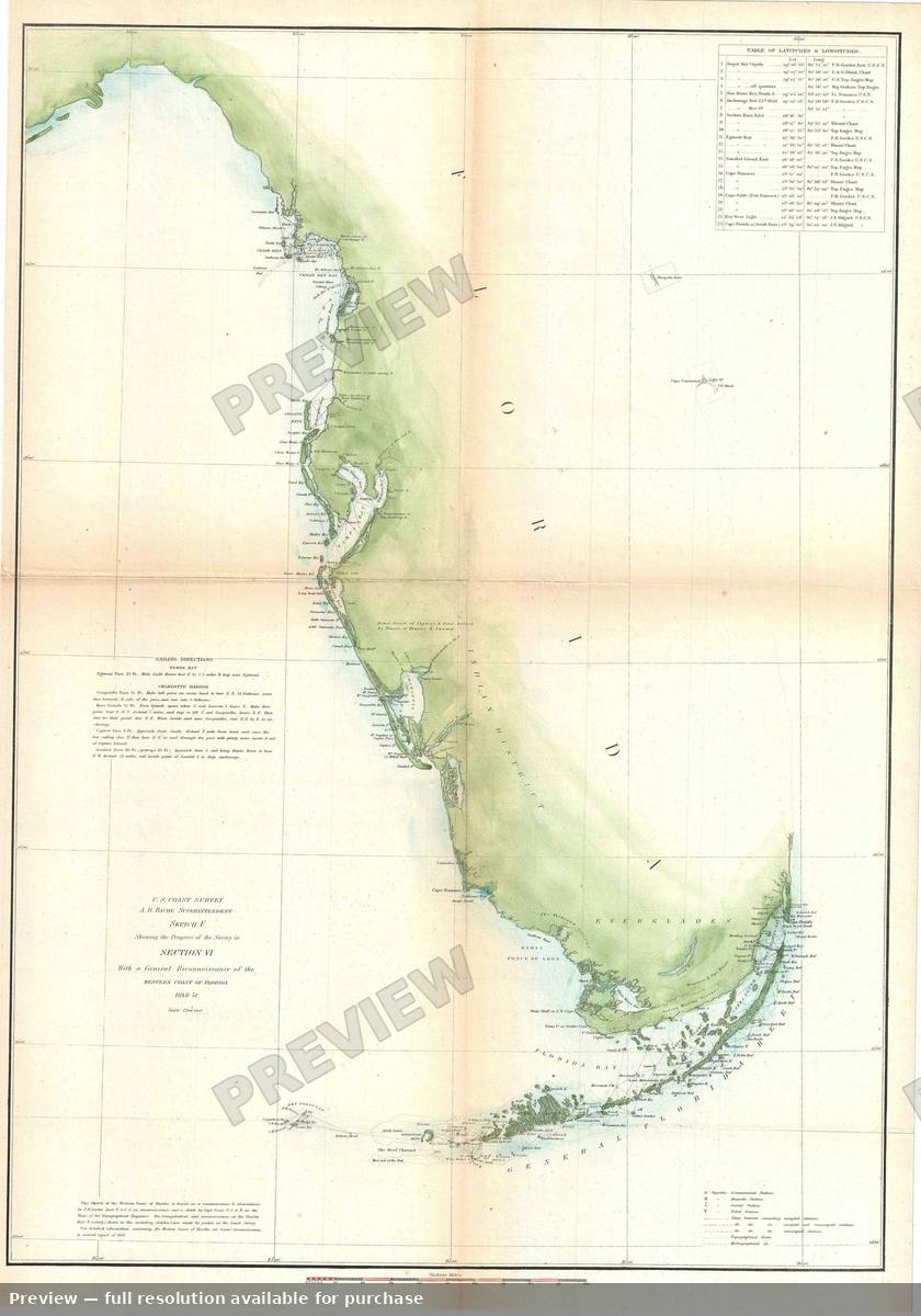 Antique map: Western Coast Florida 2, 1851, 1851