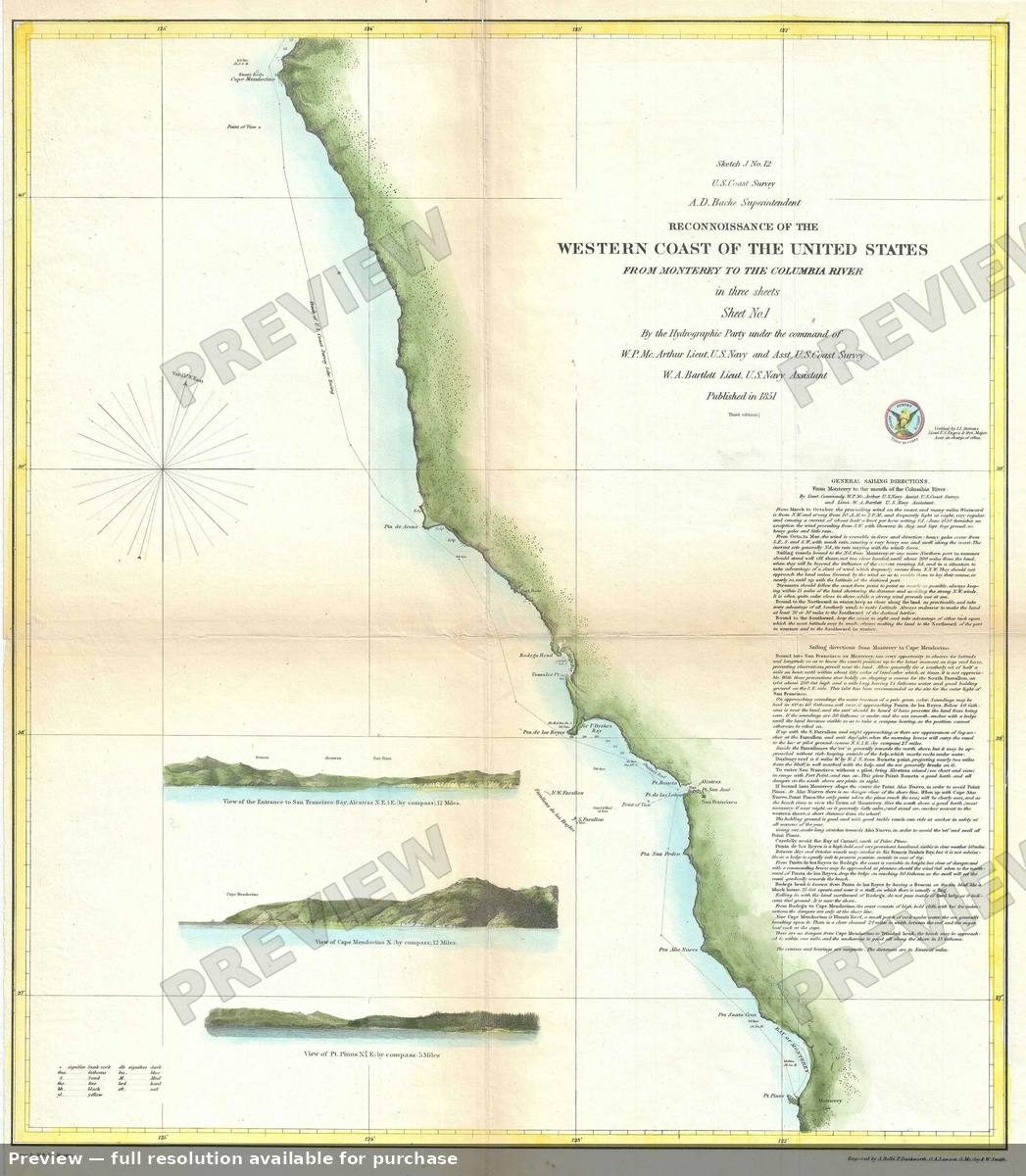 Antique map: Western Coast Sheet 1, 1851, 1851