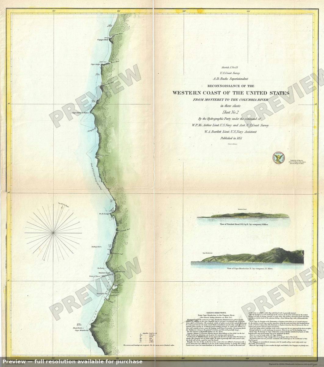 Antique map: Western Coast Sheet 2, 1851, 1851