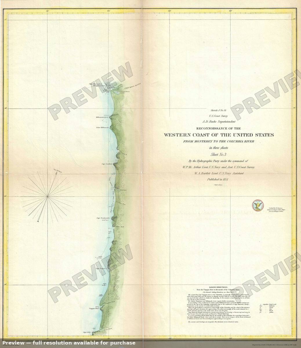 Antique map: Western Coast Sheet 3, 1851, 1851