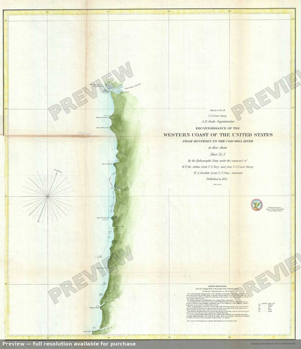 Antique map: Western Coast Sheet 32, 1851, 1851