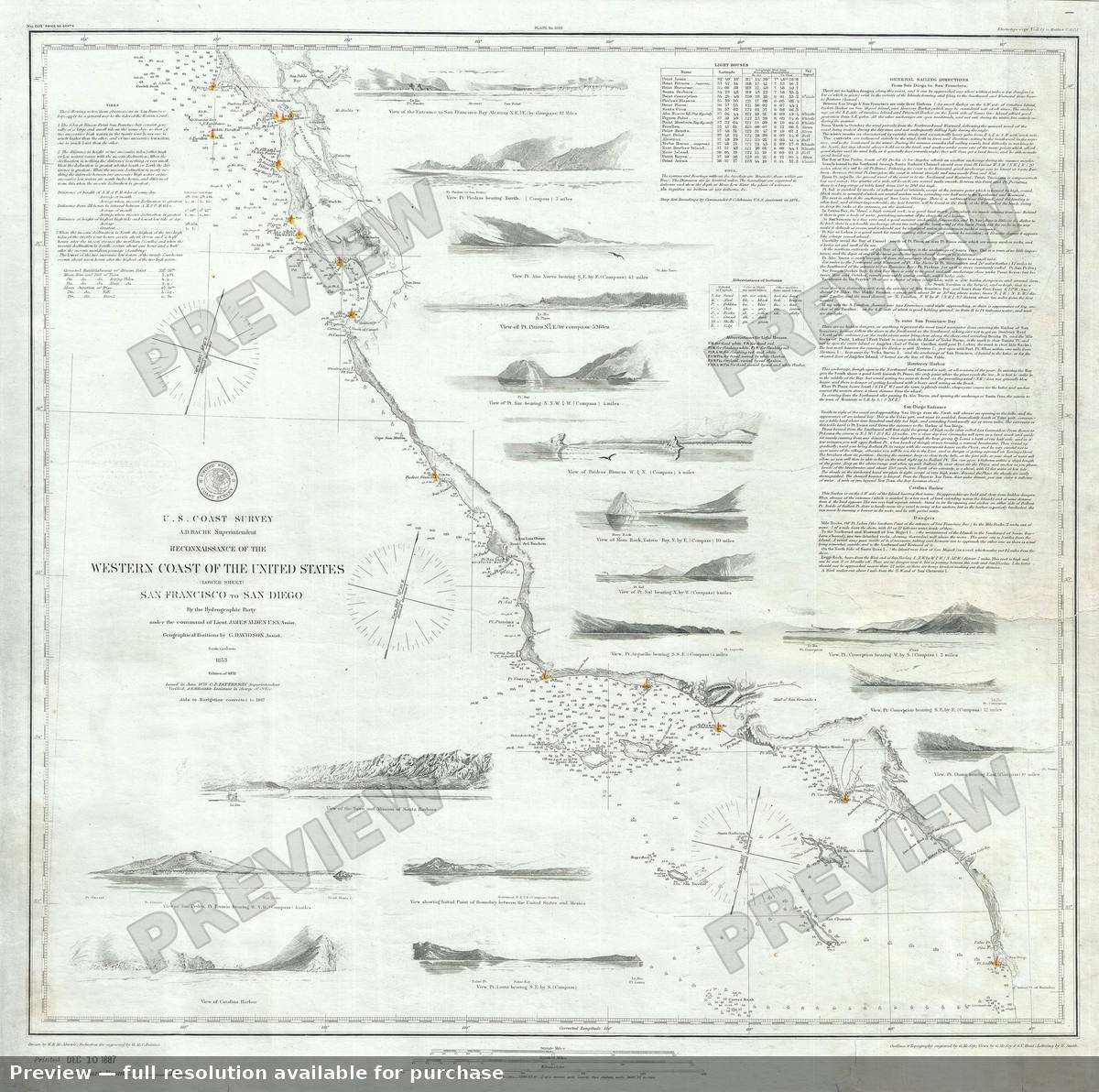 Antique map: Western Coast US, 1887, 1887