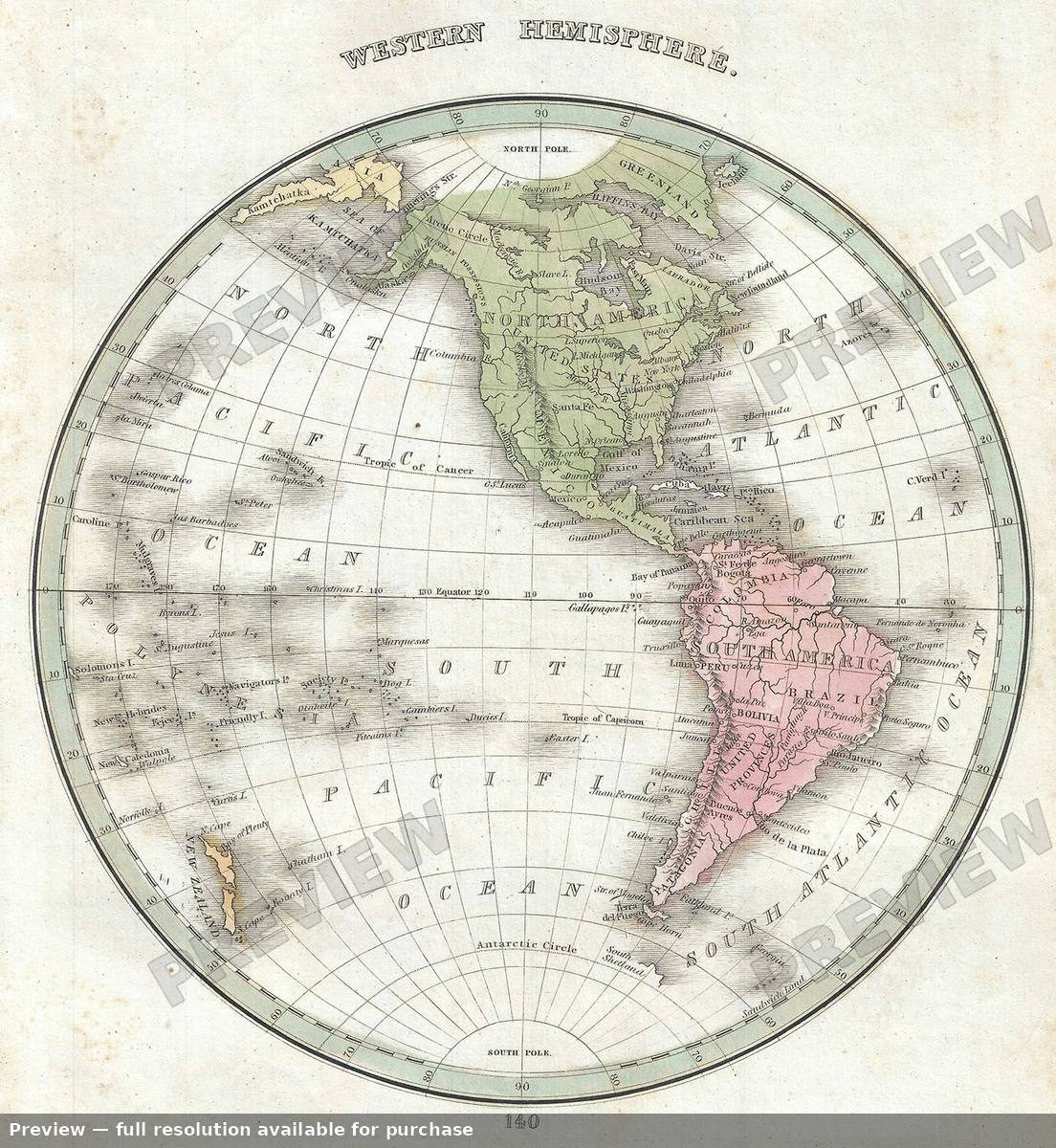 Antique map: Western Hemisphere, 1835, 1835