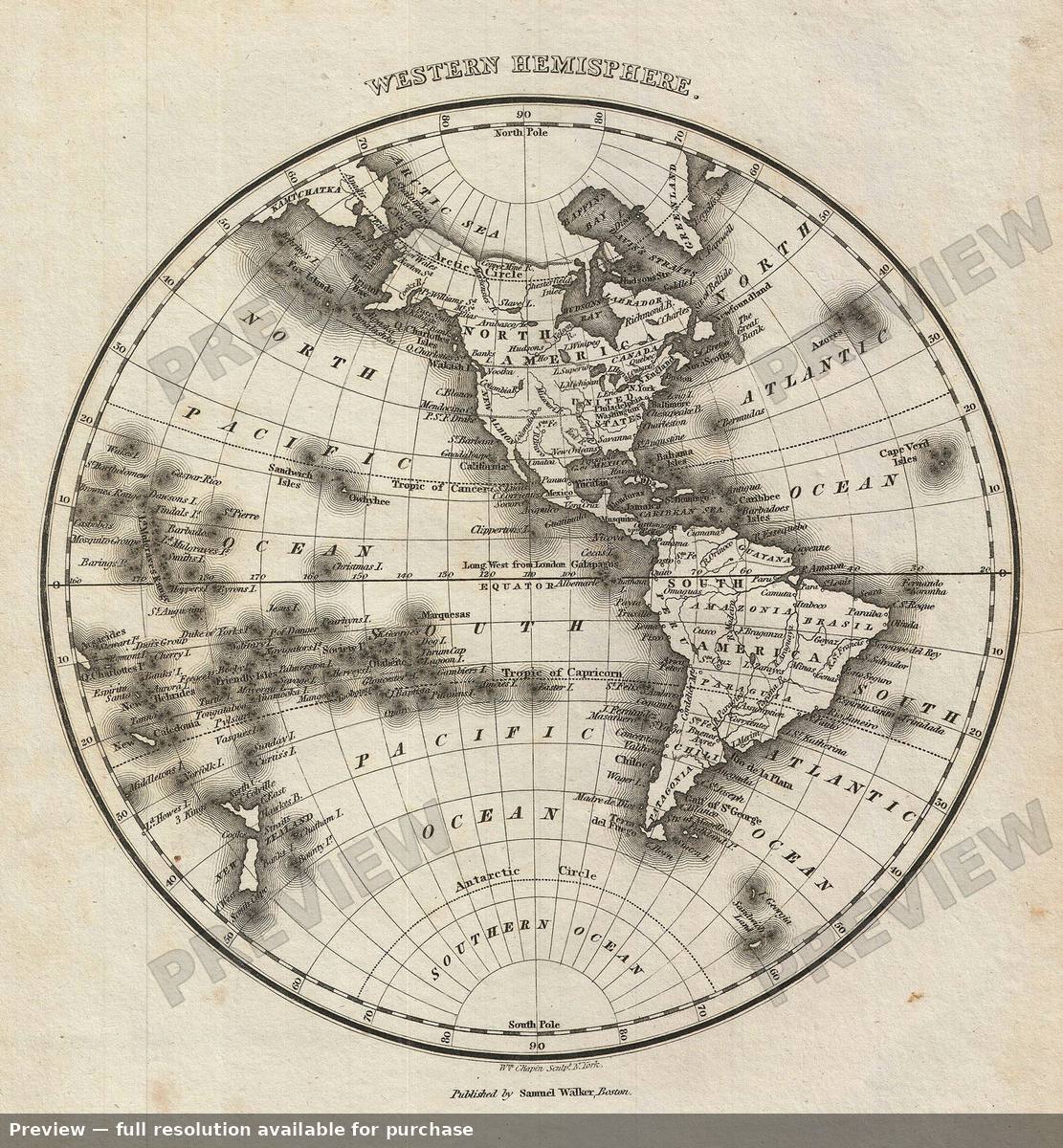 Antique map: Western Hemisphere, 1828, 1828