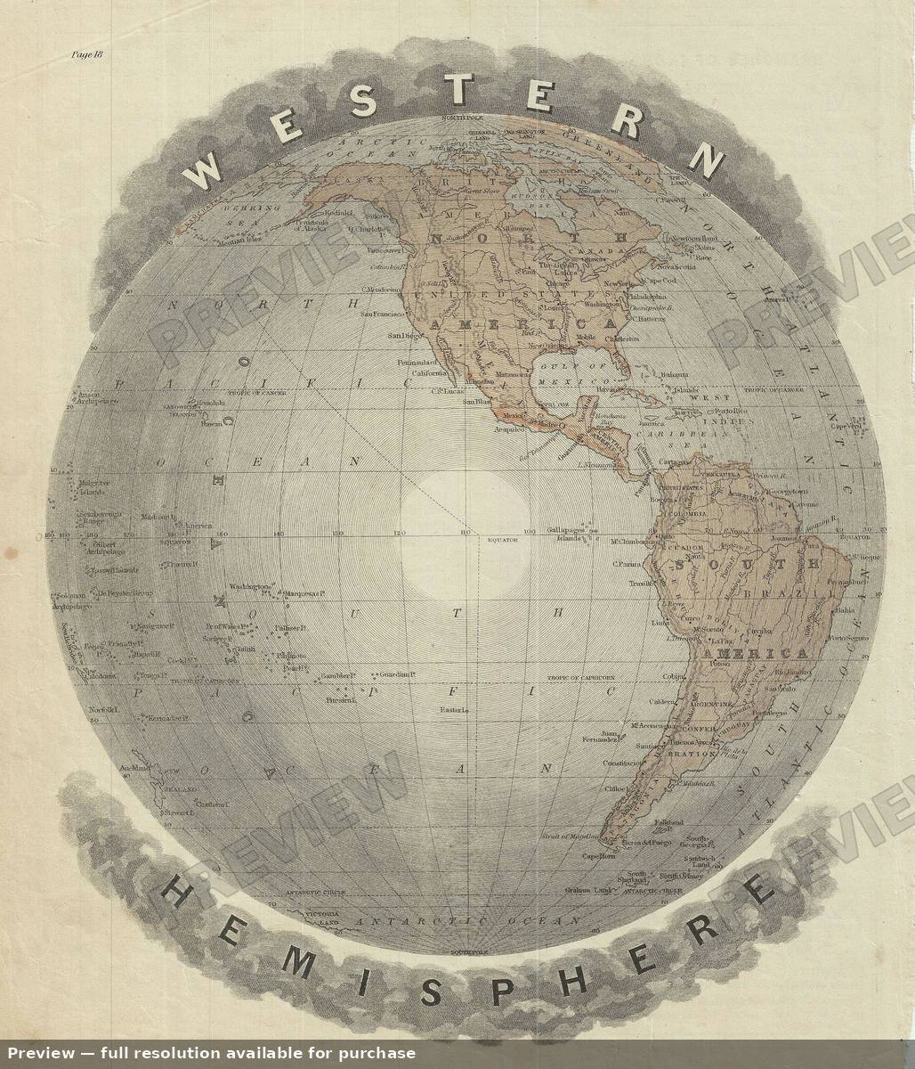 Antique map: Western Hemisphere, 1879, 1879