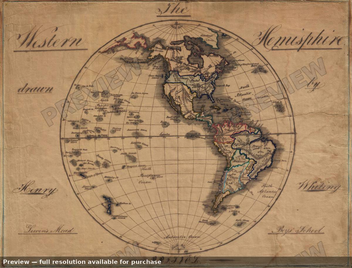 Antique map: Western Hemisphere, 1815, 1815