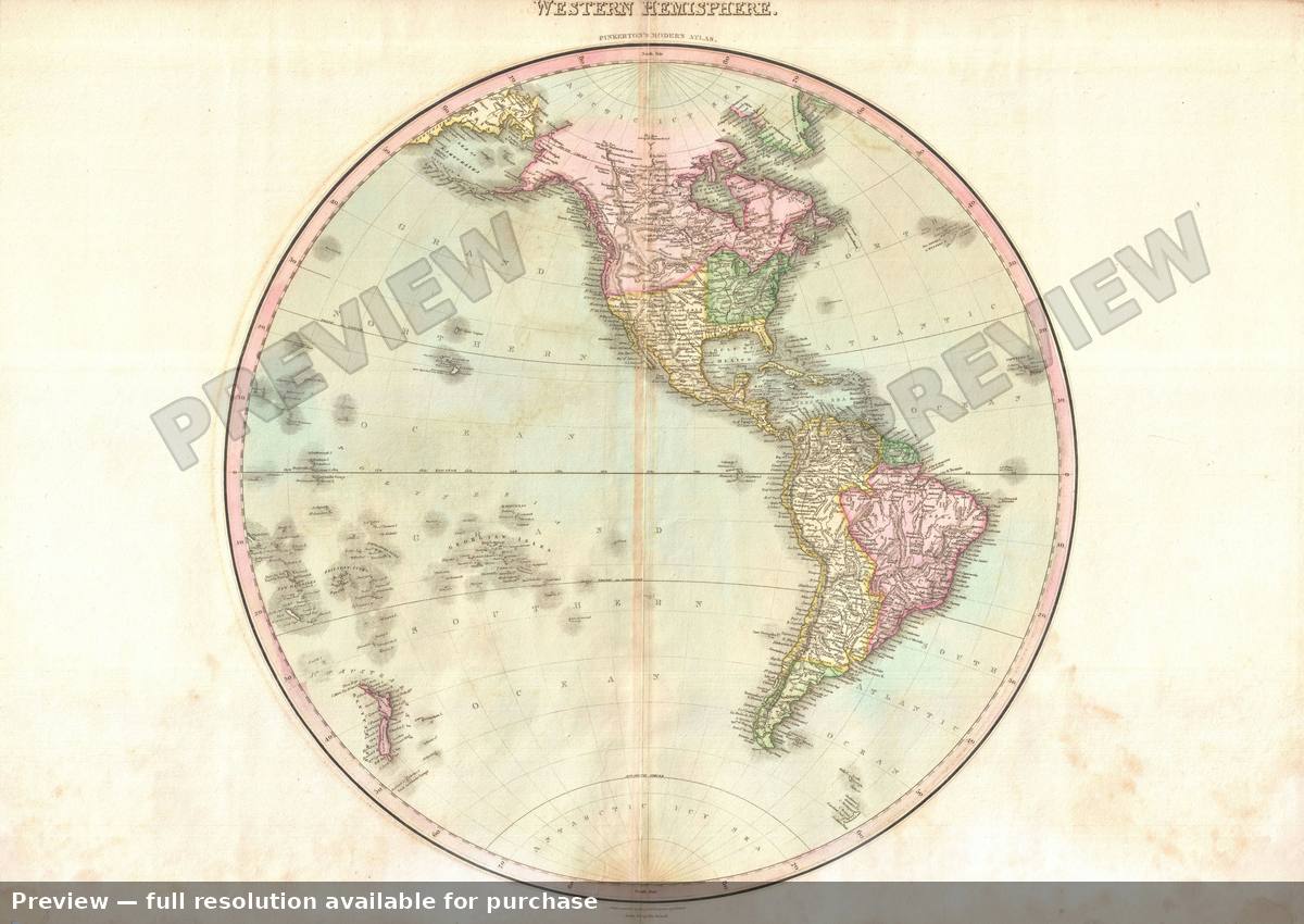 Antique map: Western Hemisphere 2, 1818, 1818