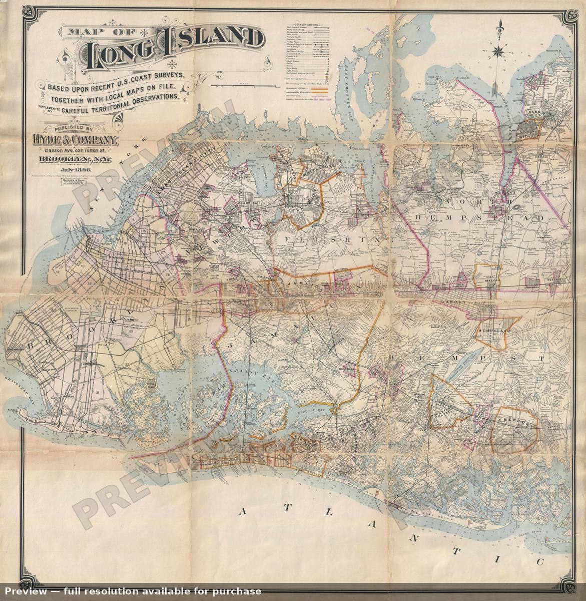 Antique map: Western Long Island, 1896