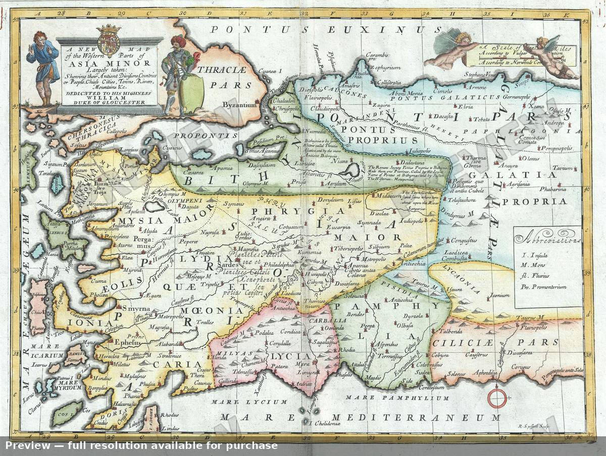 Antique map: Western Parts Asia Minor, 1712