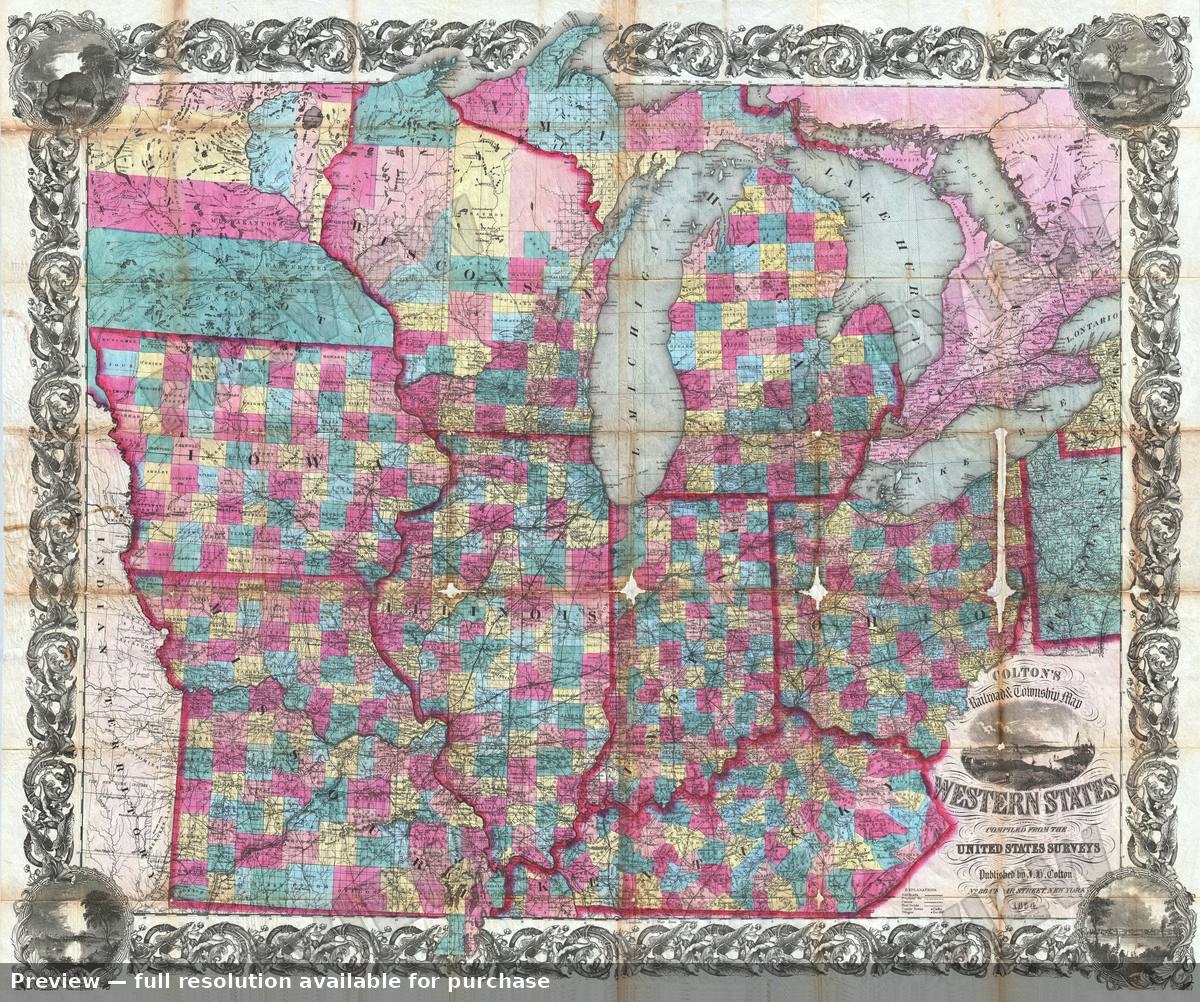 Antique map: Western States, 1854, 1854