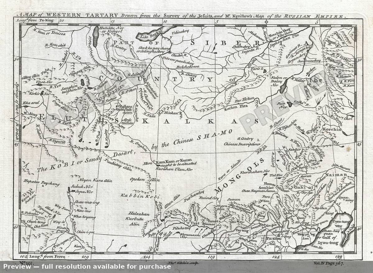 Antique map: Western Tartary, 1747