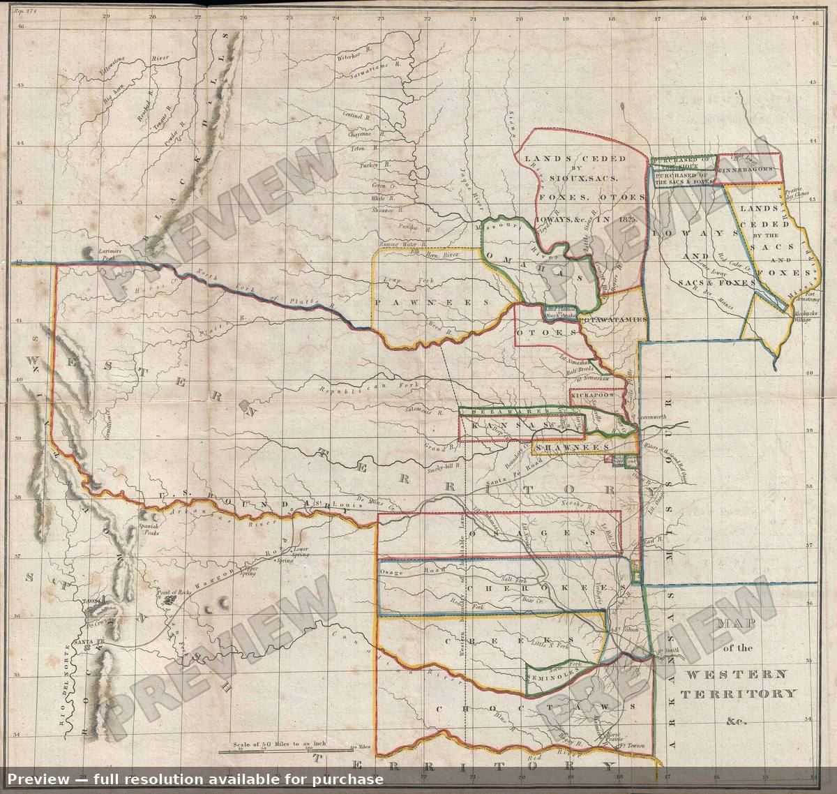Antique map: Western Territory, 1834, 1834