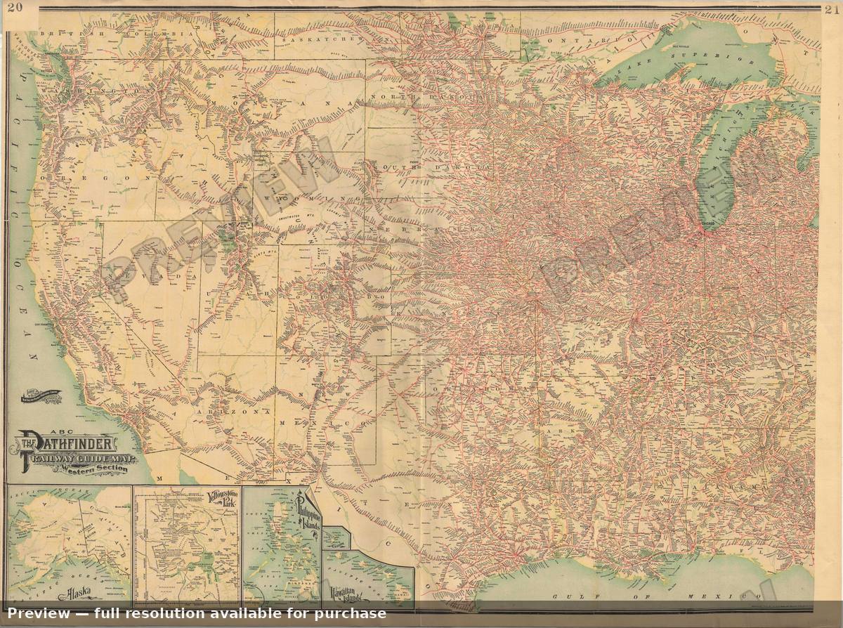 Antique map: Western United States, 1907, 1907