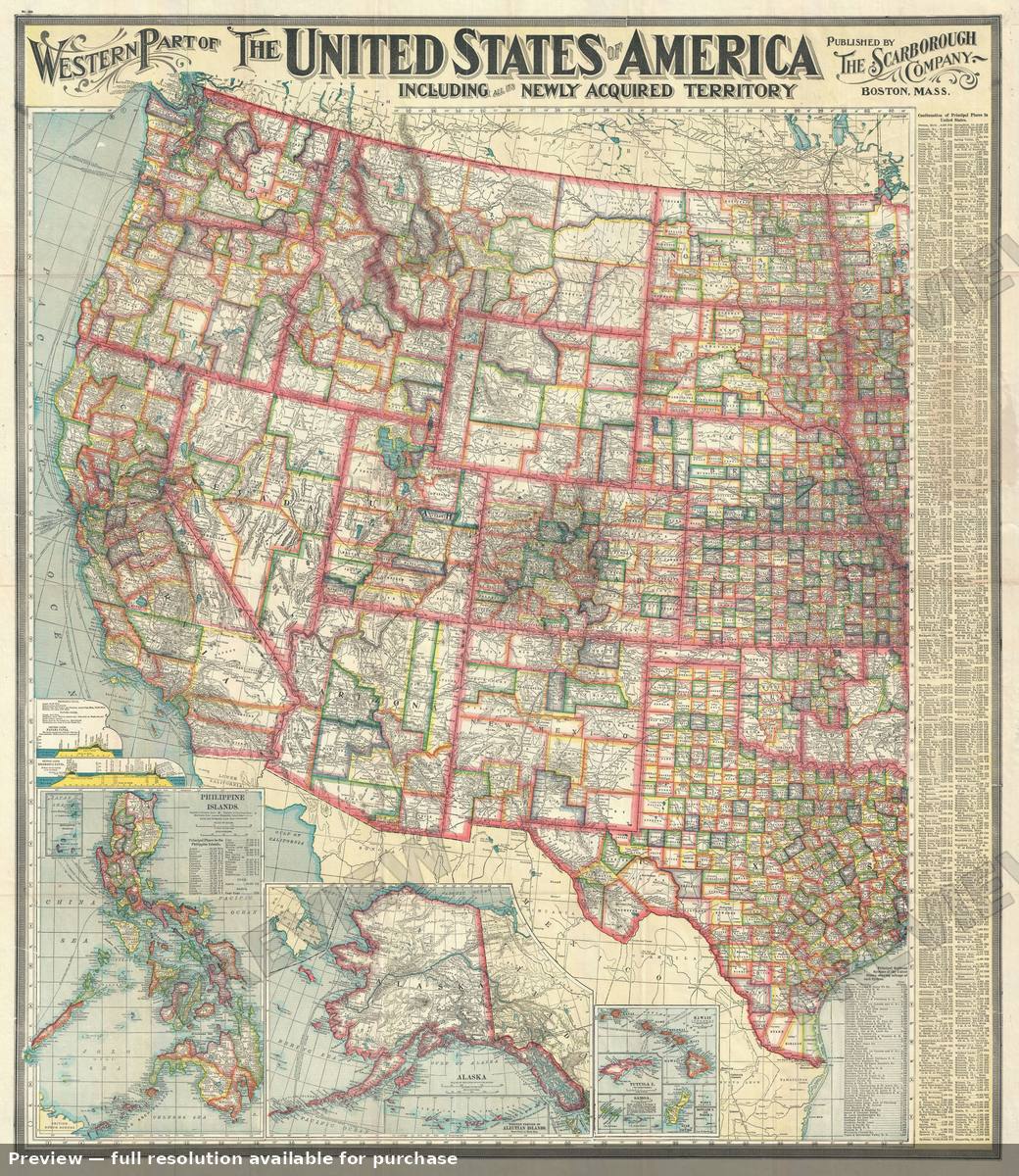 Antique map: Western United States, 1903, 1903
