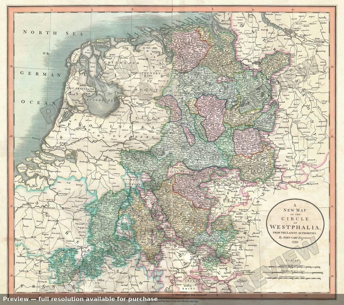 Antique map: Westphalia, 1799, 1799