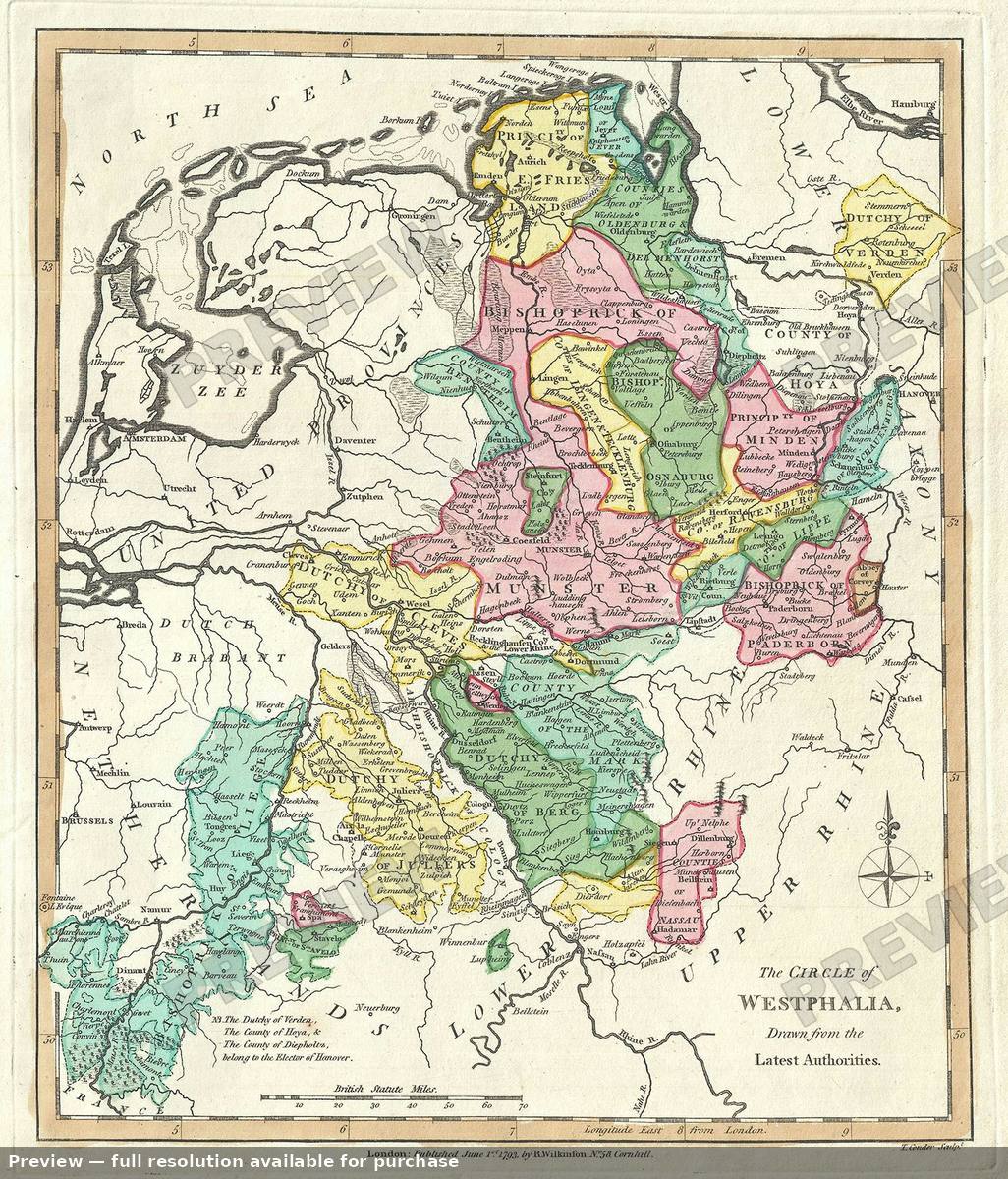 Antique map: Westphalia, 1792, 1792