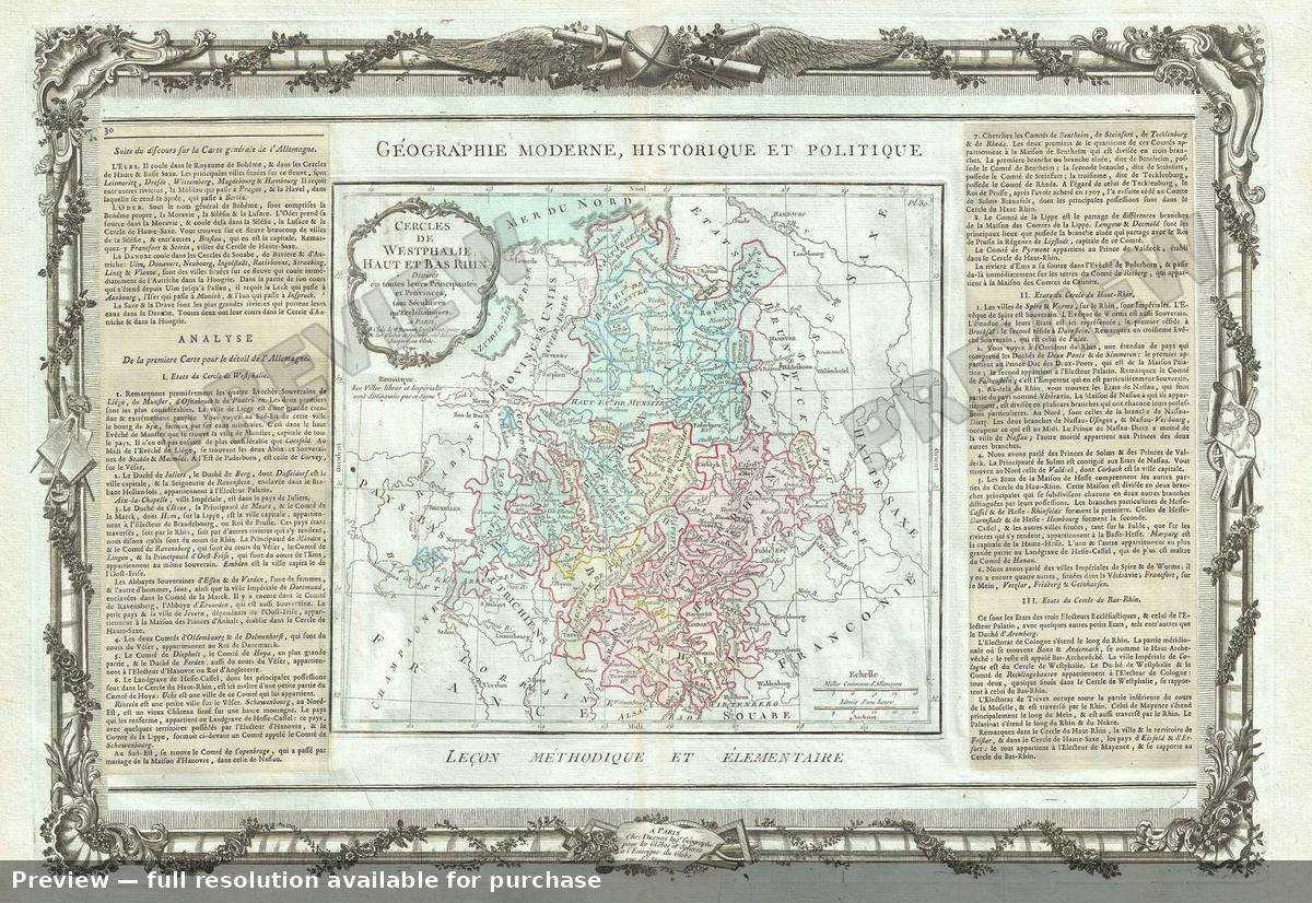 Antique map: Westphalie Haut Bas Rhin, 1786