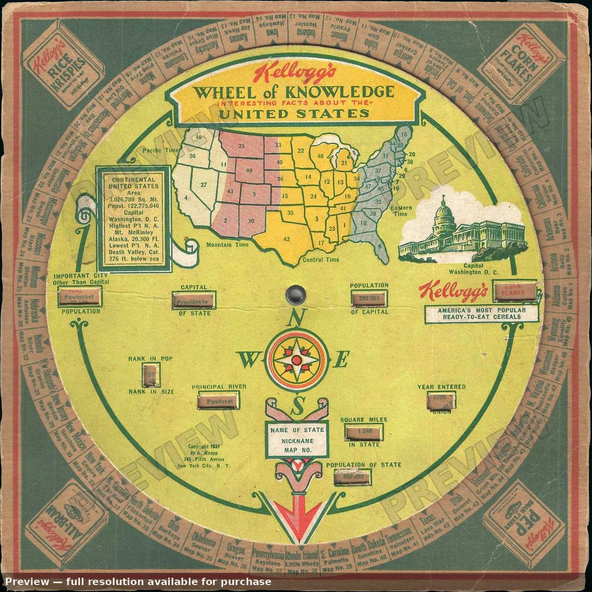 Antique map: Wheel Knowledge, 1931, 1931