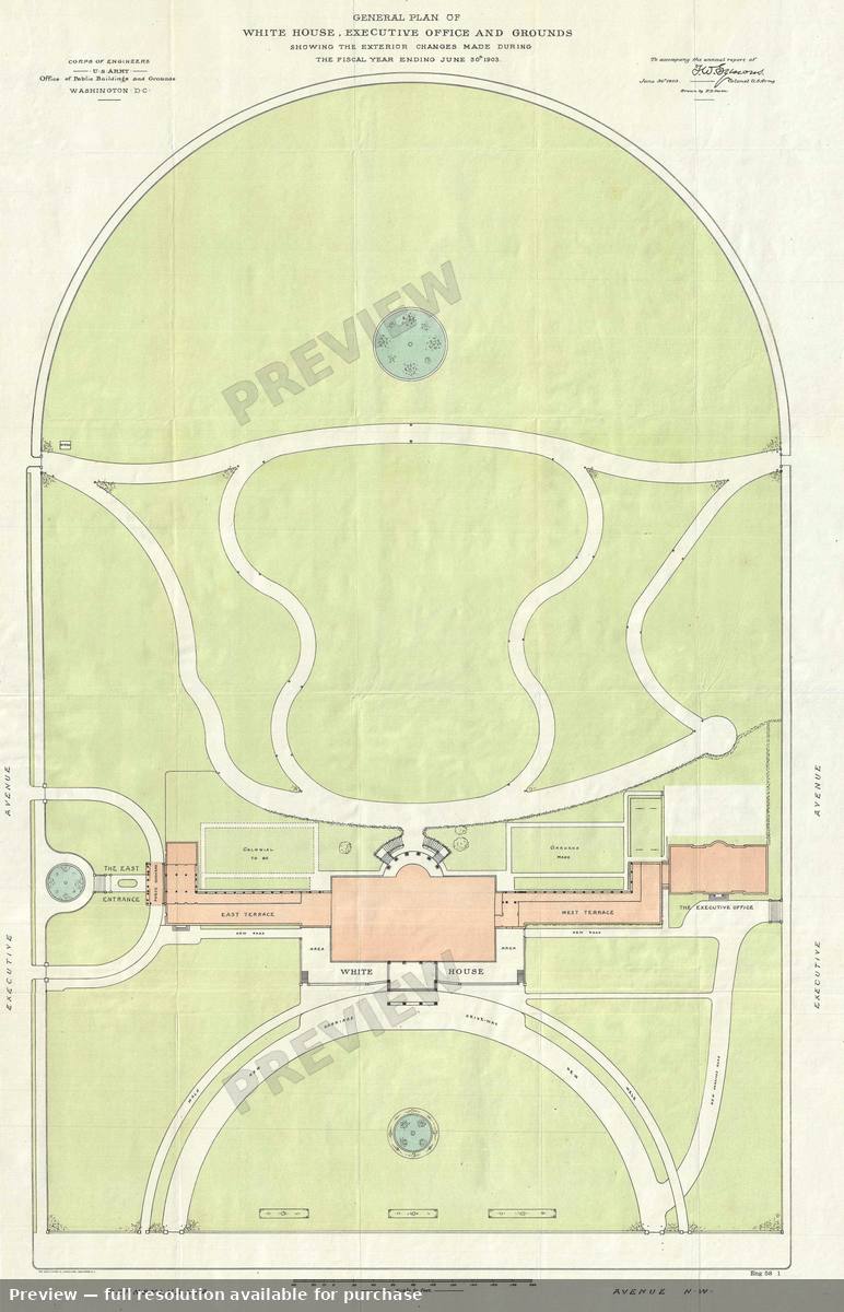 Antique map: White House, 1903