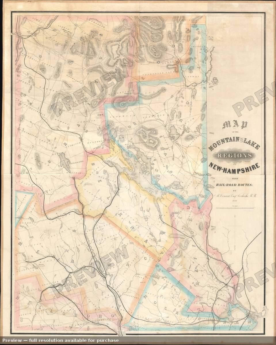 Antique map: White Mountains, 1852, 1852