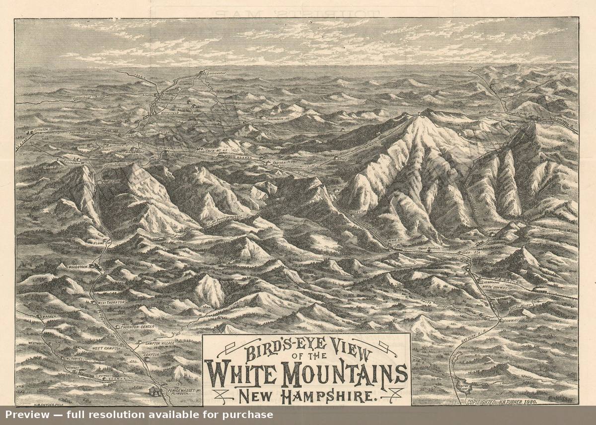 Antique map: White Mountains, 1880