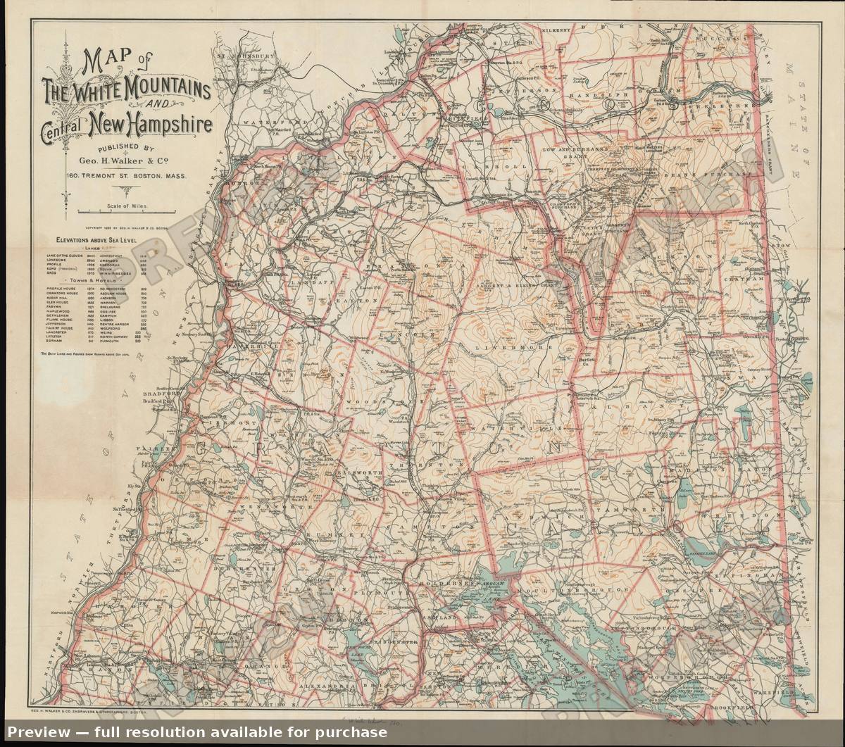 Antique map: White Mountains New Hampshire, 1893, 1893