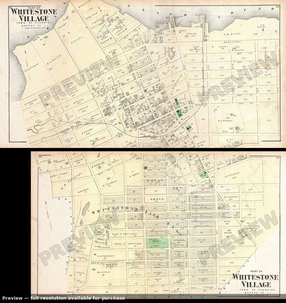 Antique map: Whitestone Village, 1873