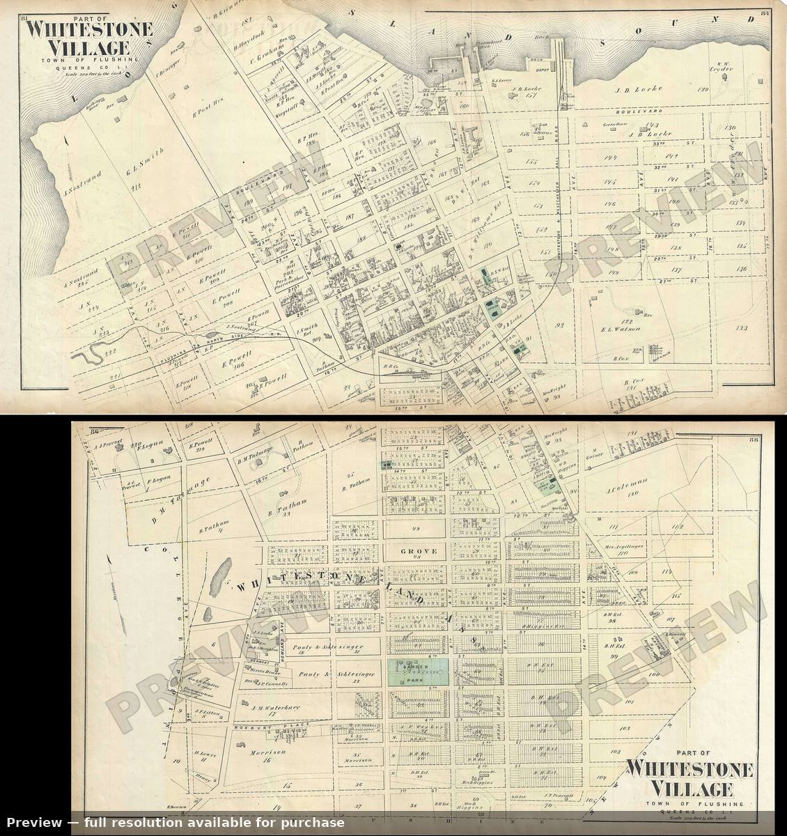 Antique map: Whitestone Village 2, 1873