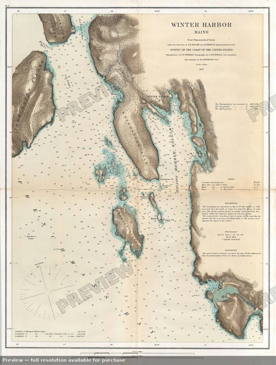 Antique map: Winter Harbor Maine, 1867, 1867