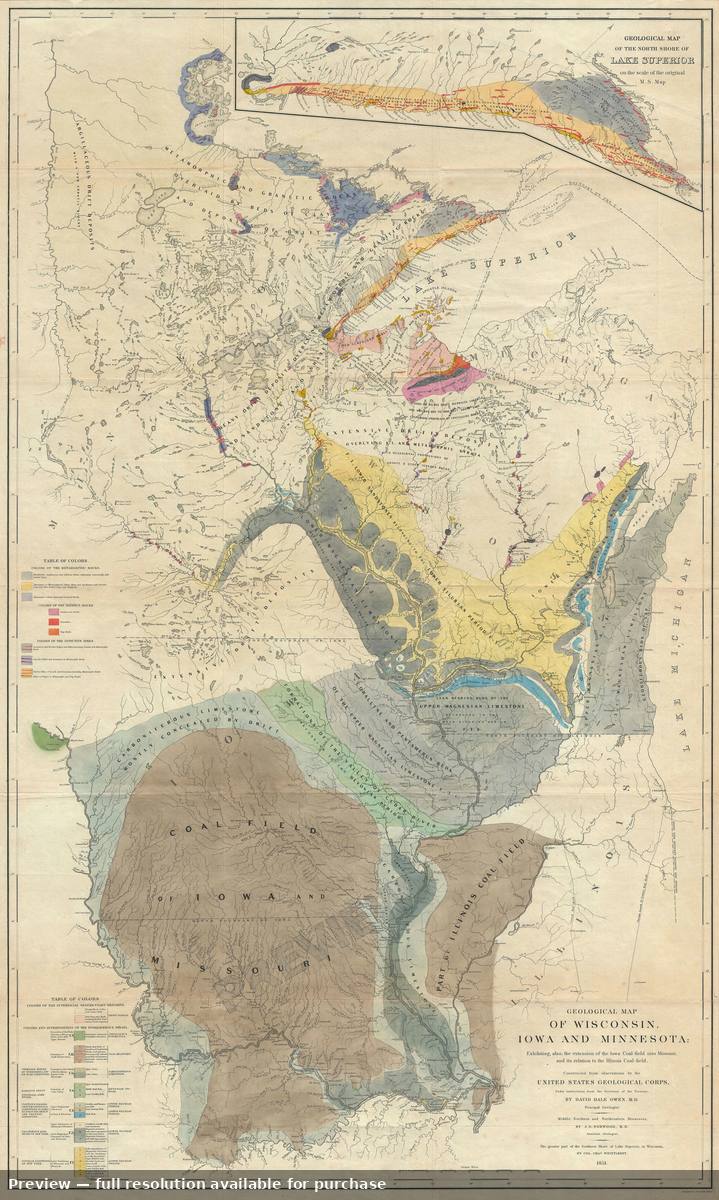 Antique map: Wisconsin Iowa Minnesota, 1851, 1851
