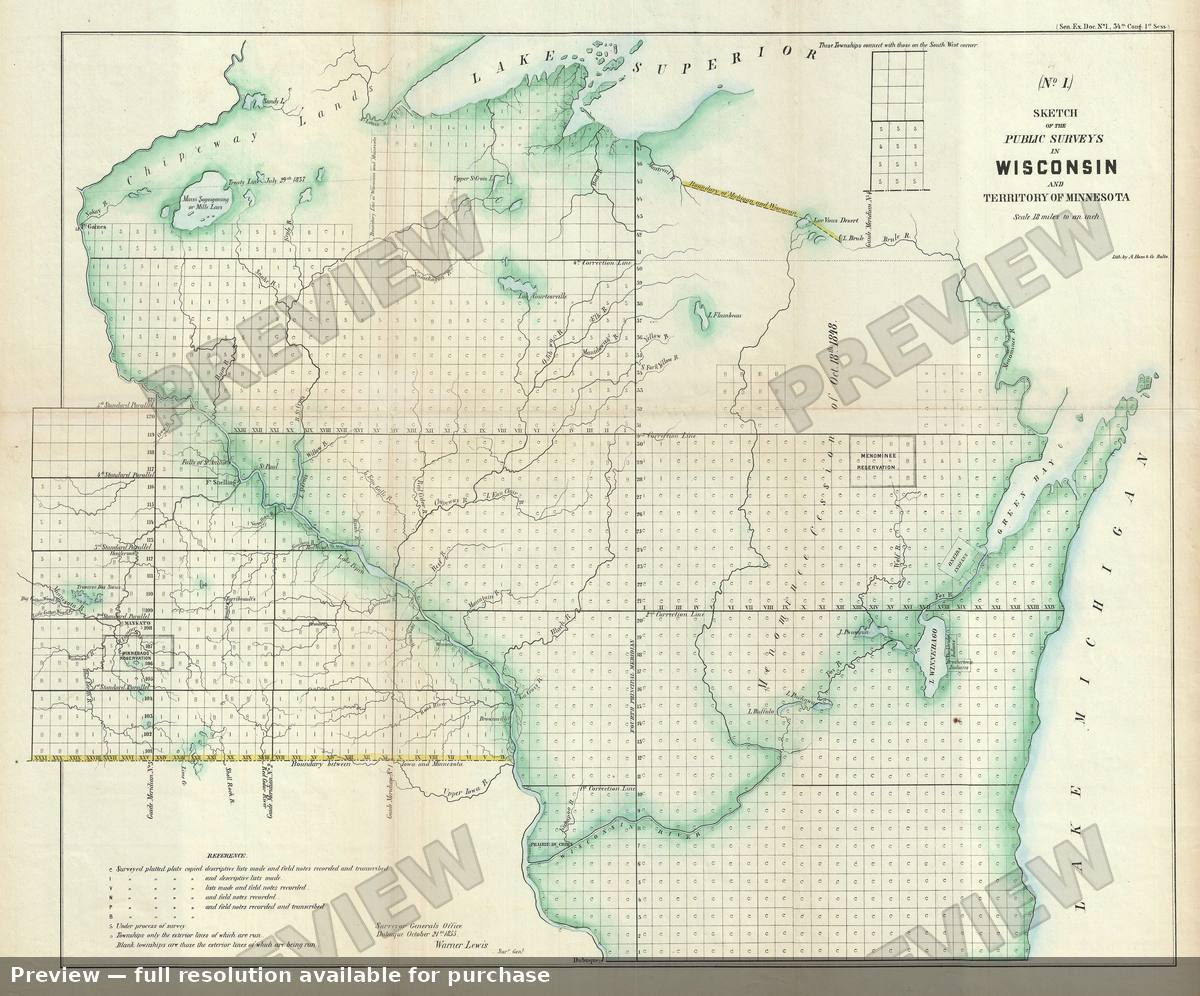 Antique map: Wisconsin Minnesota, 1855, 1855