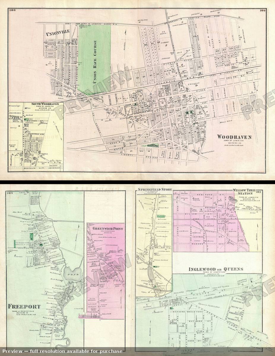 Antique map: Woodhaven, 1873