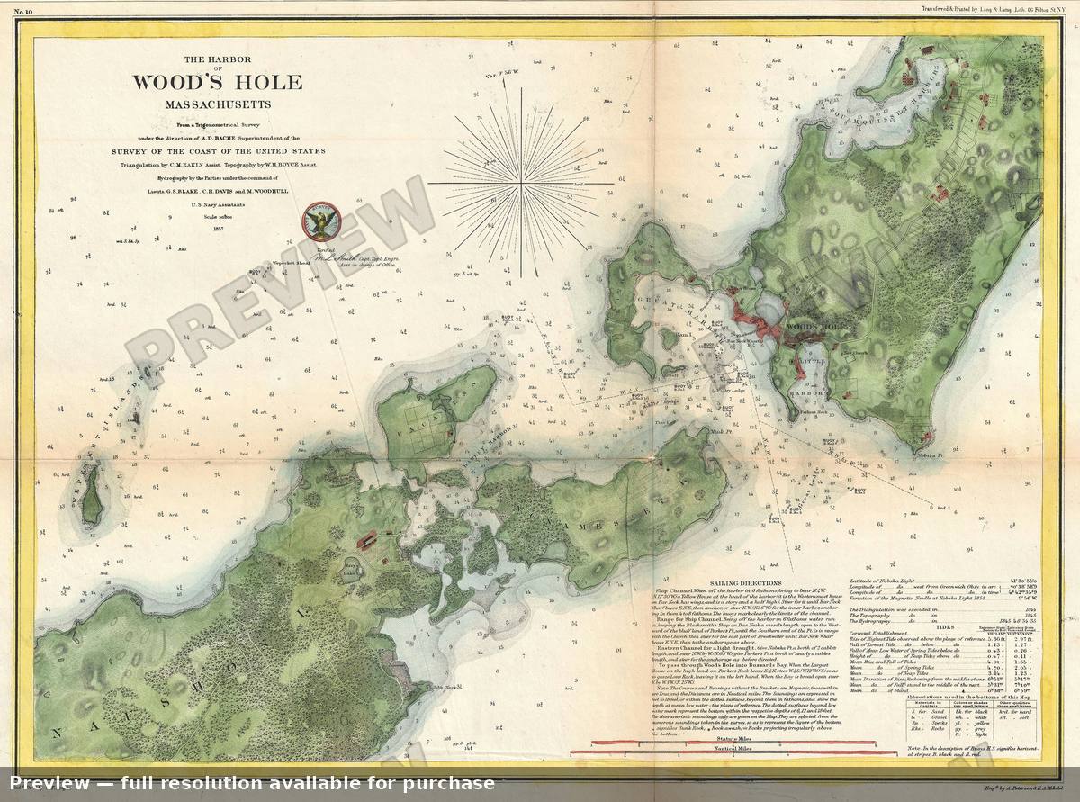 Antique map: Woods Hole, 1857, 1857
