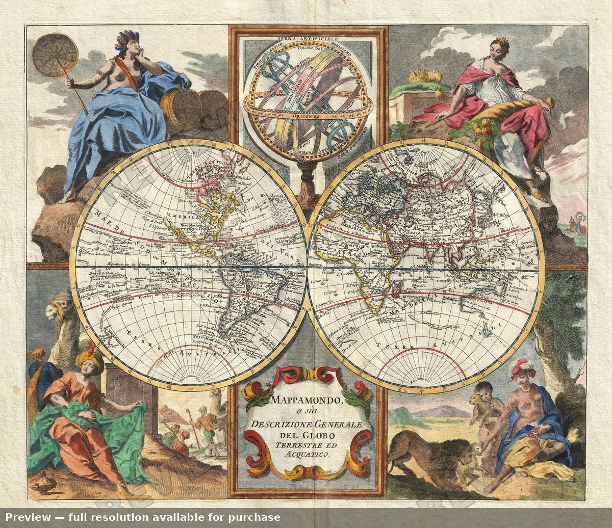 Antique map: World, 1740, 1740