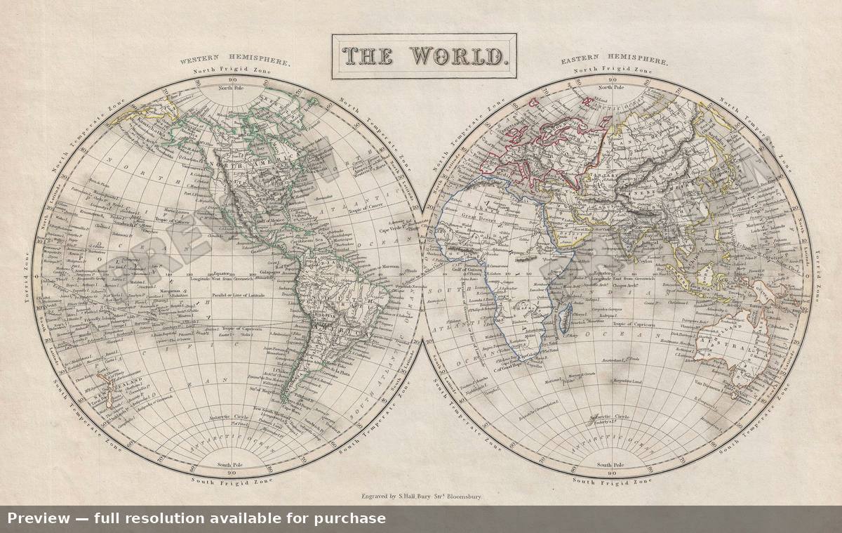 Antique map: World, 1840, 1840