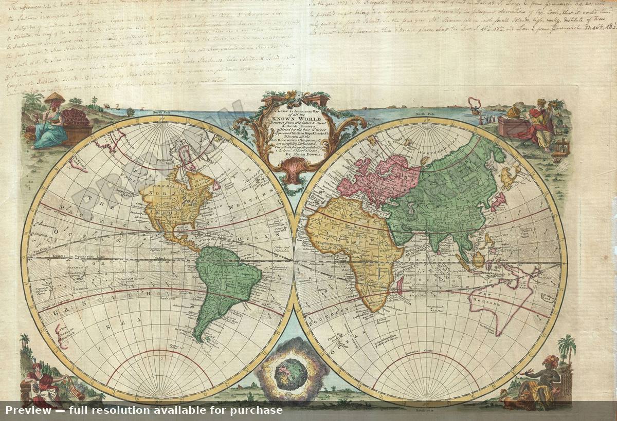 Antique map: World, 1744