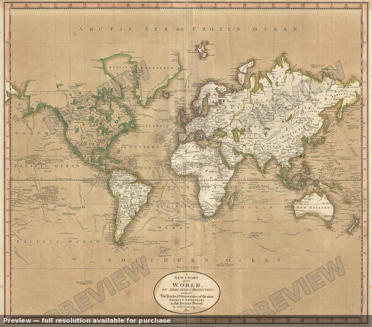 Antique map: World, 1801, 1801